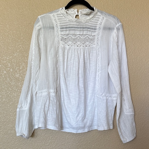 Lucky Brand Ivory Lace Detail Blouse - Picture 1 of 9